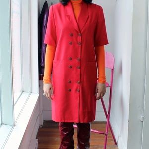 Vintage V neck double breasted dress size M can fit as small With shoulder pads